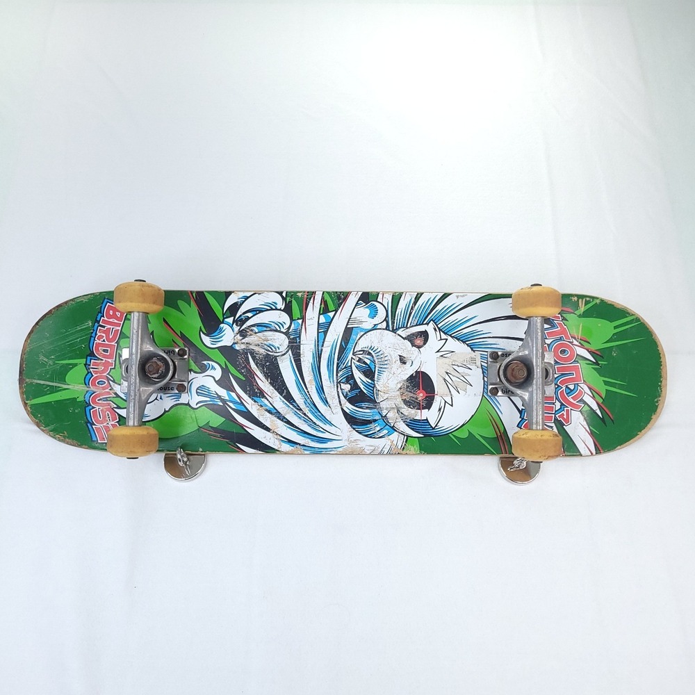 Vtg Tony Hawk Birdhouse Spiral Skateboard Green Complete Skull Hawk Wings Claws